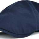 VOBOOM Cotton Flat Cabbie Hat Gatsby Ivy Irish Hunting Newsboy Cap (One Size, Navy)