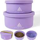 30 Oz Travel Dog Bowls with Lids, 2-in-1 Portable Pet Bowls for Food and Water, Leakproof Travel Dog Food & Water Bowl for Outdoor, Camping, Travel Dog Feeding Bowl, Daycare Pet Bowls (Purple)