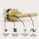 Mega Handles Ronn Privacy Lever & Lock Door Handle Set for Hallway, Closet and Bathroom, Keyless Lock, Heavy Duty Door Levers, Fits All Standard Door Sizes, Screws Included - Satin Brass (1 Pack)