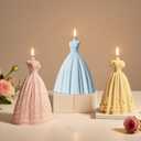 3 PCS 3D Wedding Bride Dress Candle Molds, Skirt Princess Dress Silicone Mold for Candle Making, Epoxy Resin Casting Mold for Soap DIY Handcraft, Perfect for Home Decor Wedding Valentine's Day Gifts