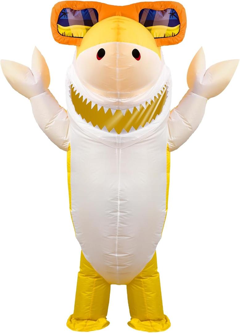 Foaincore Inflatable Shark Costumes for Adult Halloween Costumes Shark Air Blow up Costume Party (63-78.7 Inch, Yellow)