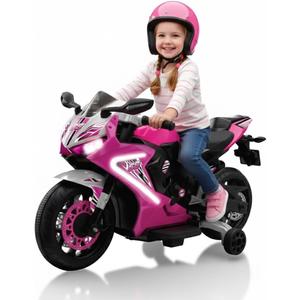 Kid Trax 6V Glow Electric Toddler Kids Motorcycle - Toddler Bike, Indoor/Outdoor Toys, Durable, LED Headlights and Body Light, Realistc Sounds, Kids Ride On Toys, Max Weight 65lbs, Ages 3+, Pink