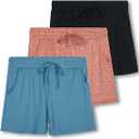 Real Essentials 3 Pack: Girl's Lounge Soft Comfy Shorts with Drawstring - Yoga Athletic Sweat Shorts with Pockets (2X)