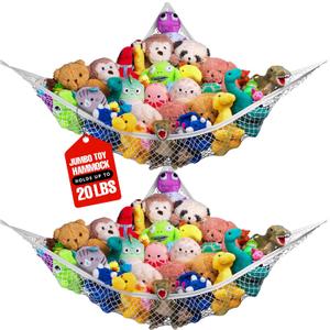Handy Laundry Stuffed Animal Hammock Corner Net 2-Pack  Stuffed Animal Net & Mesh Toy Organizer for Kids Room  Flexible Storage for Plush Toys, Teddy Bears & Cuddly Favorites  Durable, Easy Install