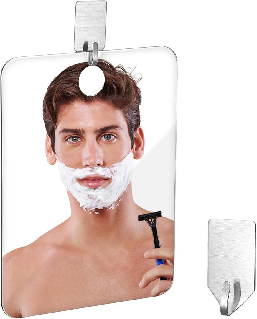 Plastic Shower Mirror, Unbreakable Acrylic Travel Shower Mirror for Shaving, Ideal for Camping, Travel, Bathroom, Handheld and Wall Mount, Shatterproof Plastic Mirrors, Medium Size 6x8 Inch