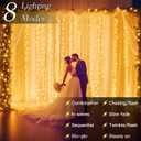 200 LED Curtain String Lights 9.8 * 6.6FT Plug in Fairy with Timer and 8 Modes, Waterproof Window Wall for Bedroom Wedding Party Indoor Outdoor Christmas Decor