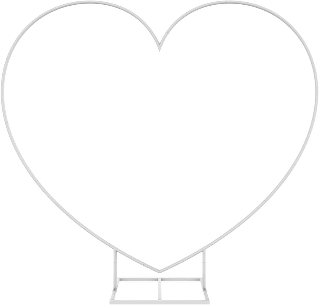 LANGXUN Large Size Metal Balloon Arch Kit, Wedding Heart Arch Stand, Love Balloon Column Arch Frame for Wedding, Bridal, Valentine's Day, Engagement and Birthday Party Supplies (White)