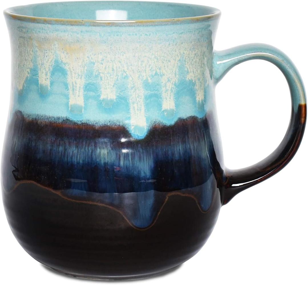 Bosmarlin Large Ceramic Coffee Mug, Big Tea Cup for Office and Home, 21 Oz, Dishwasher and Microwave Safe, 1 PCS (Pastel Blue)