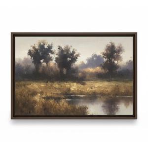 Vintage Landscape Framed Canvas Wall Art, Rustic Farmhouse Landscape Canvas Prints Aesthetic Wall Decor for Living Room, Cottagecore Wall Art Pictures for Bedroom Office (10"L x 8"W)