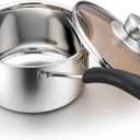 P&P CHEF 2 Quart Saucepan Small Pot, Stainless Steel Saucepan with Lid, Small Sauce Pan for Home Kitchen Restaurant Cooking, Visible Glass lid & Bakelite Heat-Proof Handles,Dishwasher Safe, 1 Pc