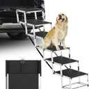 Dog Stairs for Large Dogs - 6 Step Foldable Dog Ramp for Car 43In Non-Slip Surface Support up to 230lbs - Suitable for SUV Truck Designed Specifically for Disabled Dogs