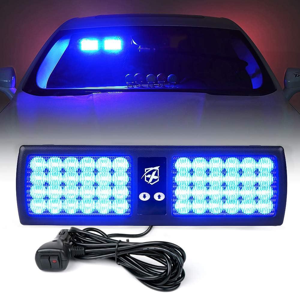 Xprite Blue LED Visor Strobe Flashing Lights Sunshield Hazard Warning Light for Law Enforcement Emergency Vehicles Trucks Cars