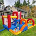 Hongcoral Inflatable Water Slide Bounce House Obstacle Course with Large Splash Pool, Climbing Wall, Boxing Ball, Climb&Slide Mound Backyard & Indoor Bouncy Castle for Kids 3-10