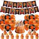 46PCS Basketball Birthday Party Decorations,Banner,Balloons Cake,Cupcake Toppers.Universal Basketball Theme Birthday Party Supplies,Basketball Birthday Decorations Sports Party Decorations.