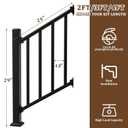 Akenow 36in H X 2 Ft Deck Railing Kit，Black Porch Railing with Post，1 Post+1 Panel All-in-One Installation, AAMA 2604 Coat Modular Deck Kits for Outdoor Steps Decks, Porches & Balconies Stairs