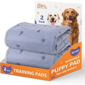 Washable Pee Pads for Dogs, 2Pack Puppy Pads Washable,Absorbent Reusable Whelping Pads, Non-Slip Dog Mats with Bone Print for Floor Protector, Couch Cover, Crate, Potty Training 36x36