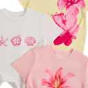 RoseSeek Girl's Shirts 3 Packs Star Butterfly Graphic Tees Crew Neck Short Sleeve T Shirt Casual Tops (White)