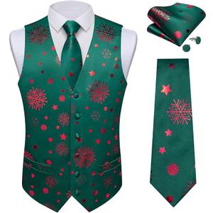 DiBanGu Men's Festive Costume Adult Christmas Vest Print Buttons Slim Fit Christmas Suit Waistcoat for Holiday Party Wedding, Medium