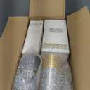 FOCUSLINE 350 Ct Disposable Dinnerware Set for 50 Guests -Heavy Duty Plastic Plates with Gold Rim, Includes 50 Dinner & Salad Plates, Cups, Napkins, Cutlery Set