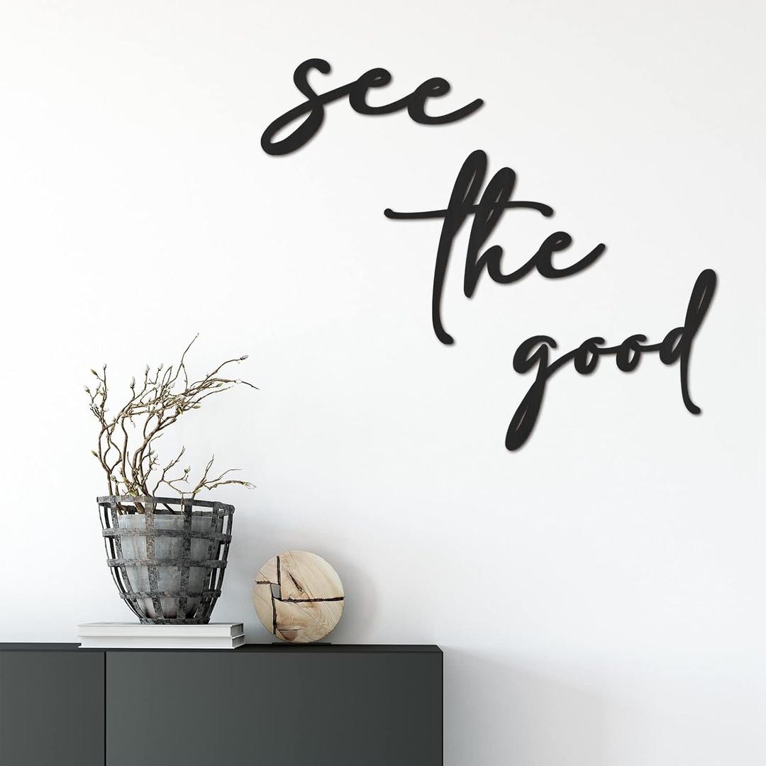 Unittype 3 Pcs Inspirational Wall Art Black See The Good Walls Art Mental Health Office Wall Decor Boho Rustic Modern Wood Motivational Walls Decals for Living Room Kitchen Bedroom