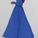 BTFBM Casual Long Sleeve Dresses Spring Dresses 2025 Wedding Guest Dress Midi Dress Flowy Bohemian Long Dress (Blue, S)