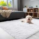 3x5 Machine Washable Small Bedside Rug, Soft Fluffy Shaggy Rugs for Living Room, Bedroom, Indoor Floor Carpet for Kids Girls and Boys, Preppy Dorms, Nursery, Home Decor Aesthetic, White