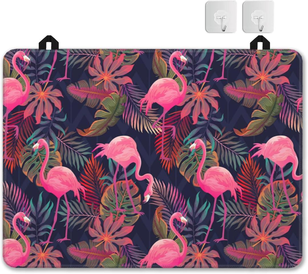 Pink Flamingo Stove Top Covers for Electric Stove, Christmas Kitchen Decor Tropical Glass Cover Protector, Cooktop Protector, Heat Resistant Range Ceramic Stove Top Covers Mat, Dish Drying Mat