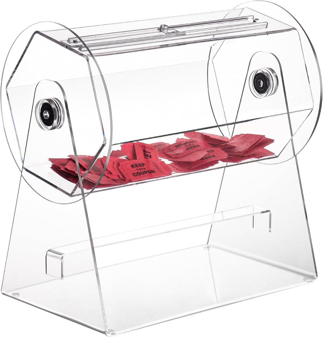 Acrylic Raffle Drum, Transparent Raffle Ticket Spinner Box, Clear Ticket Box for Bingo, Lottery Games, Balls