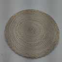 SHACOS Round Placemats Set of 6 Boho Braided Bordered Placemats 15 inch for Dining Tables Wedding Holiday Party (Ivory Bordered, 6)