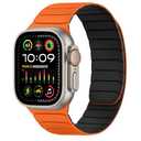 Tasikar Magnetic Bands Compatible with Apple Watch 49mm 46mm 45mm 44mm 42mm Soft Silicone Replacement Loop Wristband for iWatch Ultra 3 2 1 SE Series 11 10 9 8 7 6 5 4 3, Orange-Black