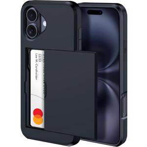 harusaki iPhone 16 Plus Wallet Case with Hidden Card Slot - Wireless Charging Compatible iPhone 16 Plus Case with Card Holder for Men and Women (Black)