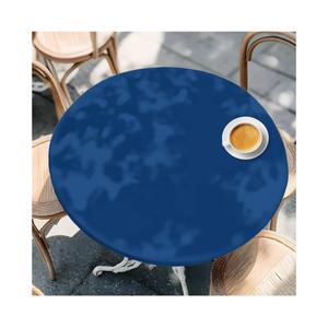 Navy Blue Fitted Tablecloth with Elastic Edged, Round Table Cloth for Dining Table, Modern Pure Navy Blue Waterproof Oil Proof Table Cover for Indoor Outdoor 36"-44", 4 pack