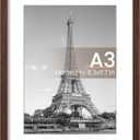 upsimples A3 Picture Frame, Display Pictures 8.3x11.7 with Mat or 11.7 x 16.5 Without, Wall Hanging Poster Frames, Brown, 1 Pack