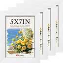 5x7 Picture Frame 4 Pack, White Solid Wood Gallery Photo Frame, Wall Hanging or Tabletop Display