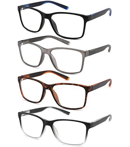 Blue Light Blocking Reading Glasses for Men 4-Pack Stylish Computer Readers with Spring Hinges,Anti Glare/Eye Strain Filter UV Ray Lightweight Reader Eyeglasses,+1.75 Magnification Strength