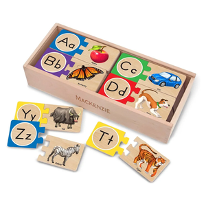 Melissa & Doug Self-Correcting Alphabet Puzzle (52 pcs) with Toy Storage Box, Wooden ABC Puzzles for Toddlers & Preschoolers, Montessori Learning Toys for Girls & Boys 4+