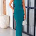 PRETTYGARDEN Women's 2026 Summer Formal Maxi Dresses Sleeveless One Shoulder Bodycon Ruched Mesh Wedding Guest Cocktail Dress (Teal, XL)