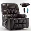 Oversized Power Recliner Chair for Big and Tall 400 LBS, 25.5" Extra Wide Electric Lift Chair with Heat and Massage, Dual Motor 180 Lay Flat Recliner Living Room Sofa, PU Leather Big Recliner