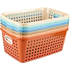 6 Pack Plastic Classroom Storage Baskets, Organizer Bins with Handle