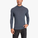 Men's 100% Extrafine Merino Wool Long Sleeve Mock Neck Pullover(L)