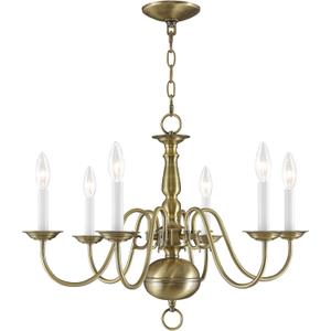 Livex Lighting 5006-01 Williamsburgh 6 Light Antique Brass Chandelier
