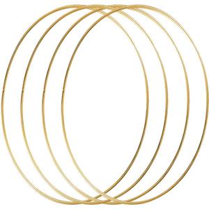 HOHIYA 4 Pcs 16 Inch Metal Floral Hoop Large Gold for Macrame Craft Wreath Rings Dream Catcher Wall Hanging 4mm Wire Taiwan Made HOHIYA 4 Pcs 16 Inch Metal Floral Hoop Large Gold for Macrame Craft Wreath Rings Dream Catcher Wall Hanging 4mm Wire Taiwan Made