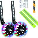 Kids' Bicycle Training Wheels Flash Mute Heavy Duty Rear Wheel with Stabilizers Mounted (for 12 14 16 18 20 inch Kids Bike) 1 Pair + 1 Reflective Tape + 2 Reflective Arm Bands (Black)