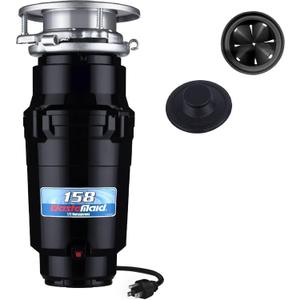 Waste Maid 10-US-WM-158-3B Garbage Disposal Anti-Jam Stainless Steel Food Waste Grinding System, 1/2 HP Standard, Black (1/2 HP Standard)
