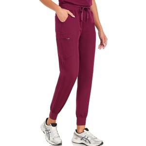 VECARDI Womens Scrub Jogger Pants High Waisted 4 Way Stretch Zipper Pocket (Purple, M)