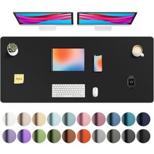 Aothia Faux Leather Desk Mat - Non-Slip PU Leather Desk Blotter, Waterproof Writing Surface, Large Desk Pad for Office & Home (Black, 55" x 24")