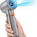 Portable Handheld Turbo Fan for Outdoor,5000 mAh Mini Handheld Personal Pocket Fan for Powerful Airflow Wind ,20Hrs,100 Speeds Adjustable, Digital Display, Gifts for Travel, Outdoor Activities, Camping-Grey