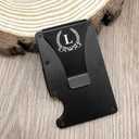 ELEGANTPARK Metal Wallet for Men Initial Monogrammed Gifts for Wedding Birthday Slim Minimalist Money Clip for Men RFID Blocking Engraved Metal Wallets with Money Clip Card Holder Letter L