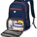 MATEIN Laptop Backpack with Lunch Compartment, Large Insulated Lunch Backpack for Men with Padded Straps, Water Resistant Sturdy TSA Work Bag for Office College Daily Commute, 17 Inch, Blue Orange