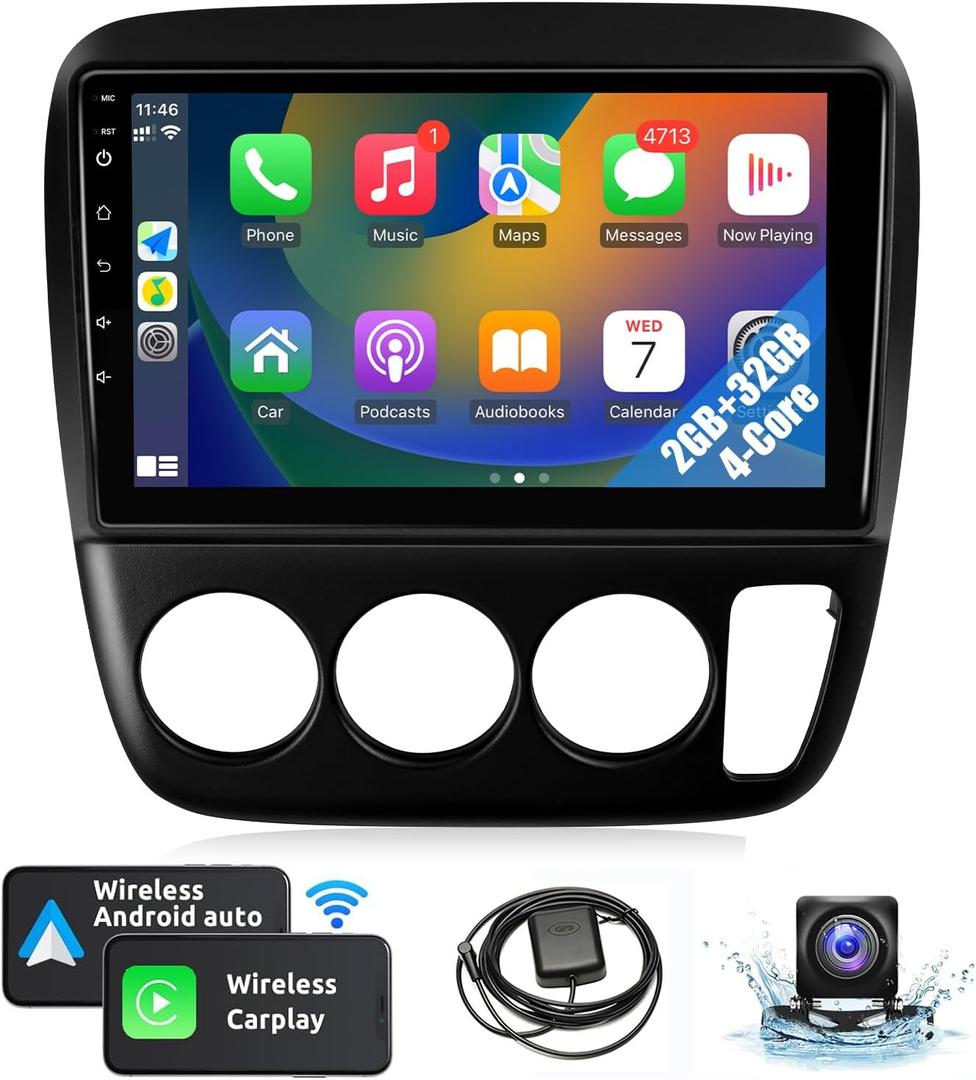 Naifay Android Car Stereo Radio for Honda CRV 1997 1998 1999 2000 2001 with CarPlay Android Auto, 9inch Touch Screen for Honda CRV Car Stereo Bluetooth GPS WiFi SWC FM Backup Camera (Manual A/C)